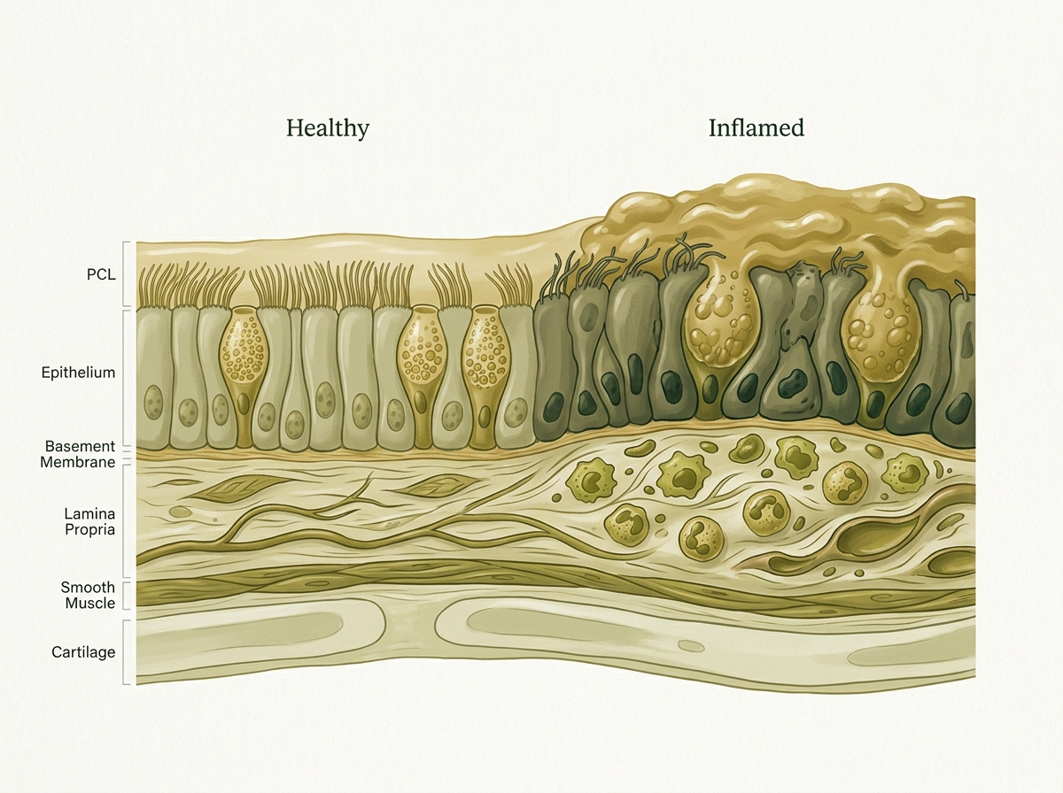Airway lining: calm versus irritated