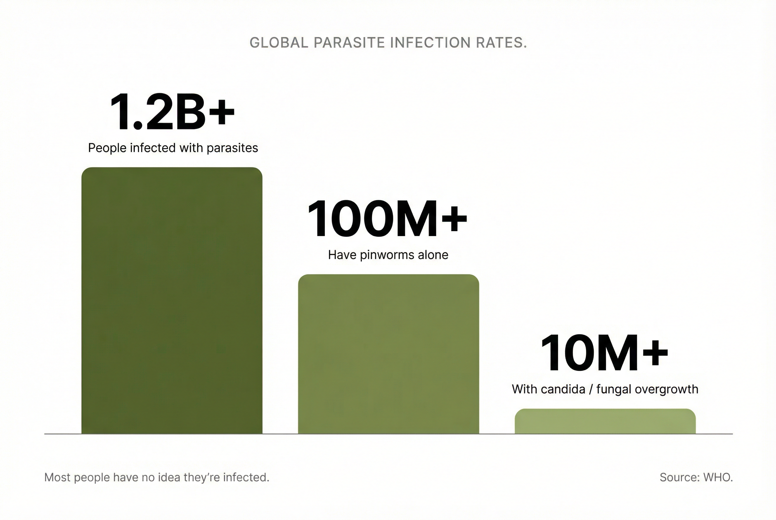 WHO statistics — 1.2 billion people infected with parasites worldwide